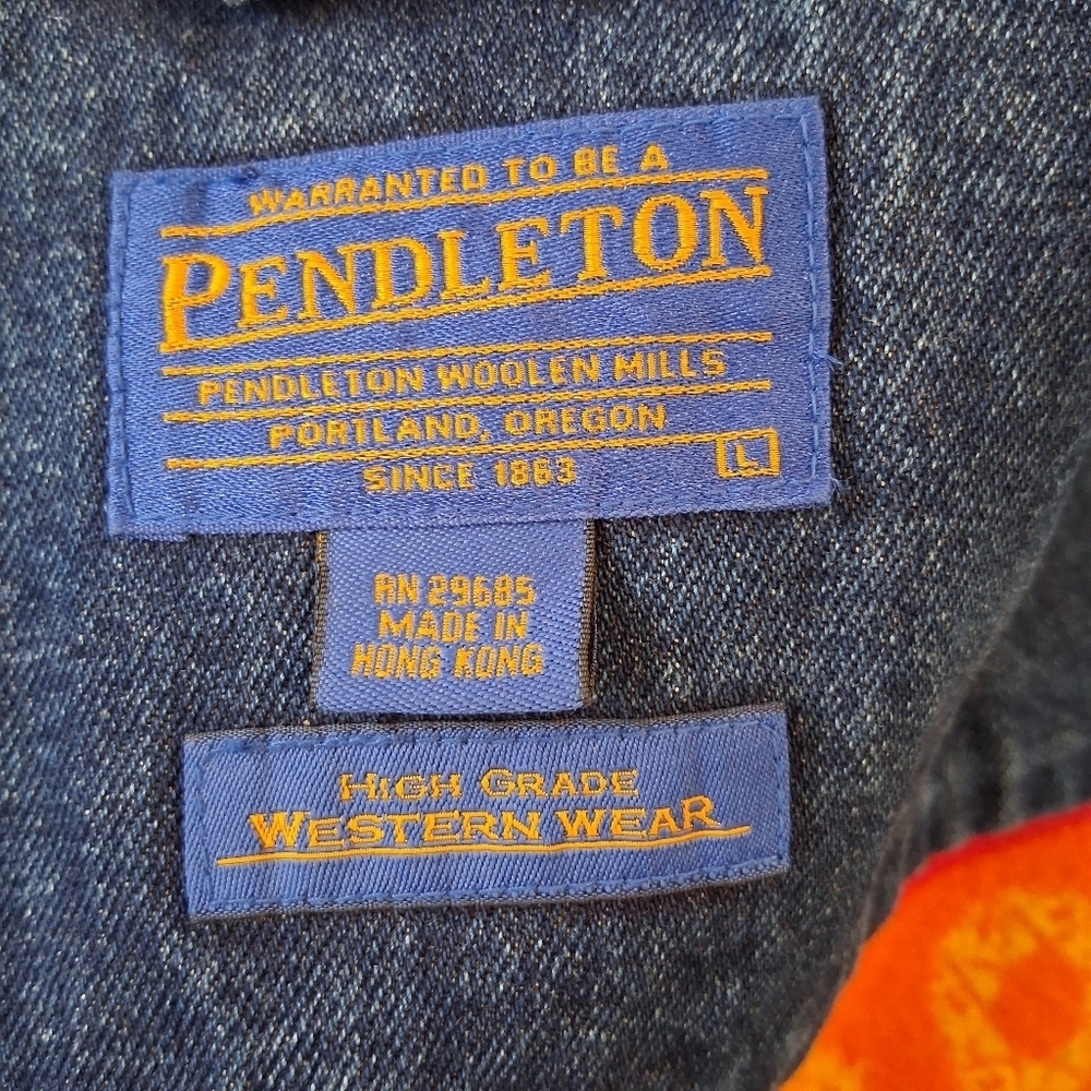 VTG Pendleton Aztec High Grade Western Wear Denim Jacket Size Large - Picture 4 of 10
